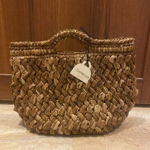 Caterina Bertini small straw tote NWT